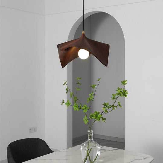 Nordic Simple Single Head Chandelier Creative Leaf Resin Pendant Lamp Home Stay Dining Bedroom Study