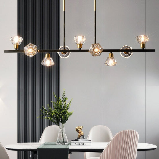 Nordic Restaurant Copper Crystal Chandelier Lighting Black/Gold Lustre Home Decor Suspension