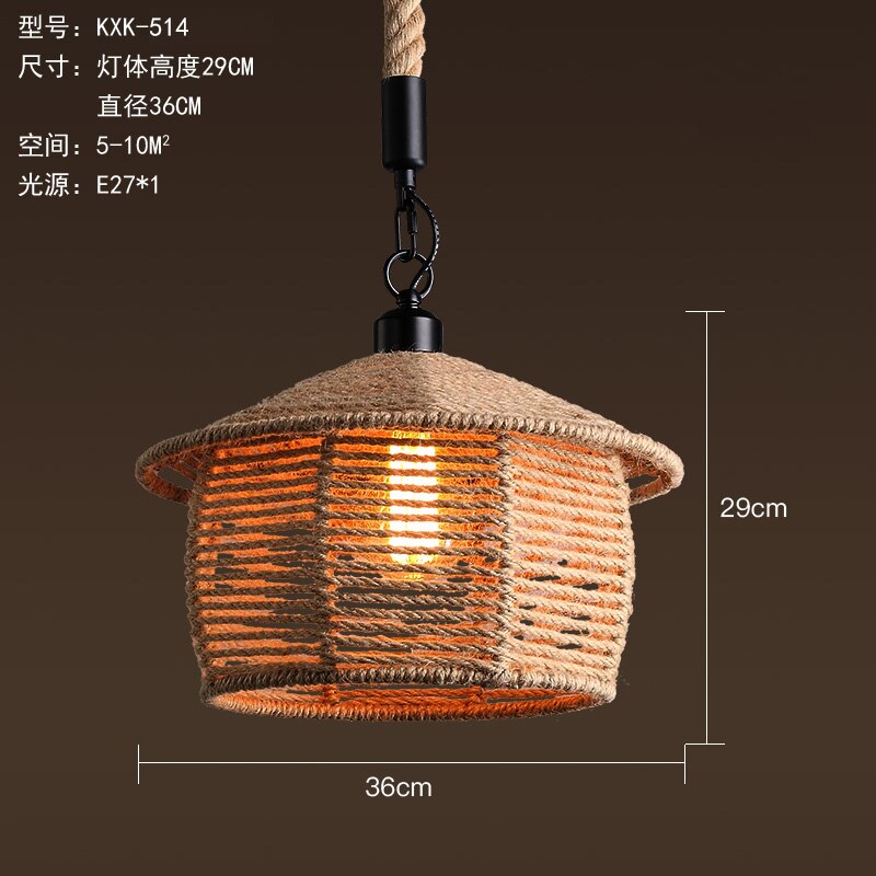 Vintage Retro Hemp Rope Industrial Pendant Light For Living Room Home Design Kitchen Fixtures
