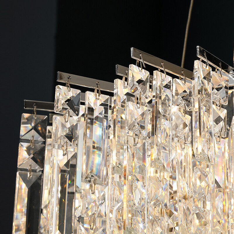 Oval Dining Room Chandelier Crystal Led Hanging Lamp Modern Creative Home Decor Lighting Fixture