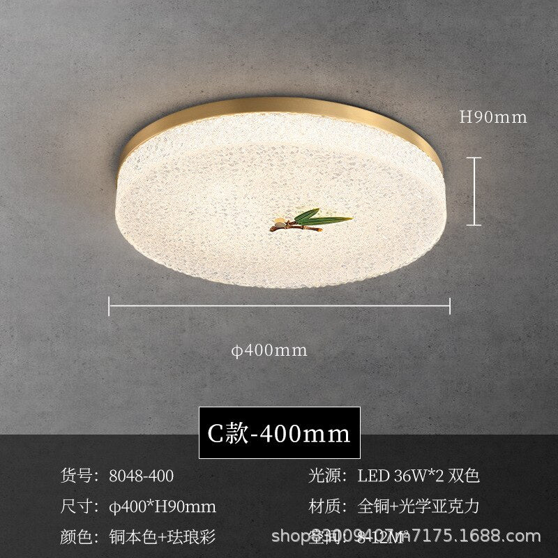 New Round Ceiling Lamp Led Light Luxury All - Copper Lamps For Living Room Restaurant Aisle Sun