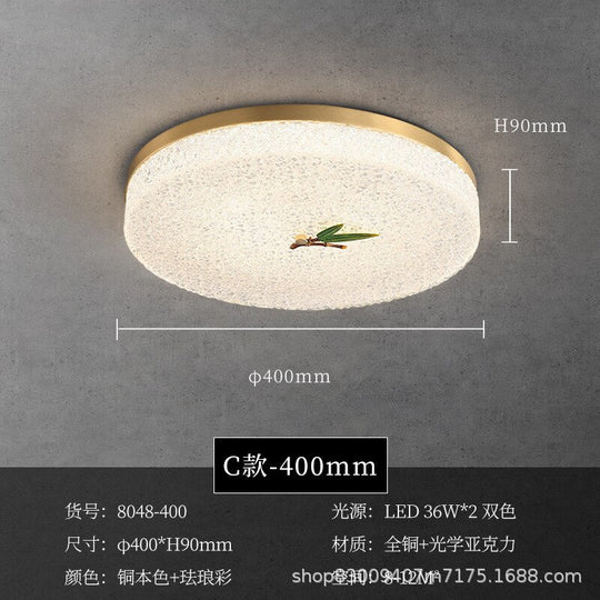 New Round Ceiling Lamp Led Light Luxury All - Copper Lamps For Living Room Restaurant Aisle Sun