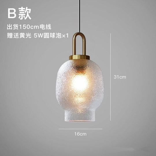 Nordic Modern Hand Blown Crater Pattern Glass Pendant Ceiling Light Fixture For Living Room Kitchen