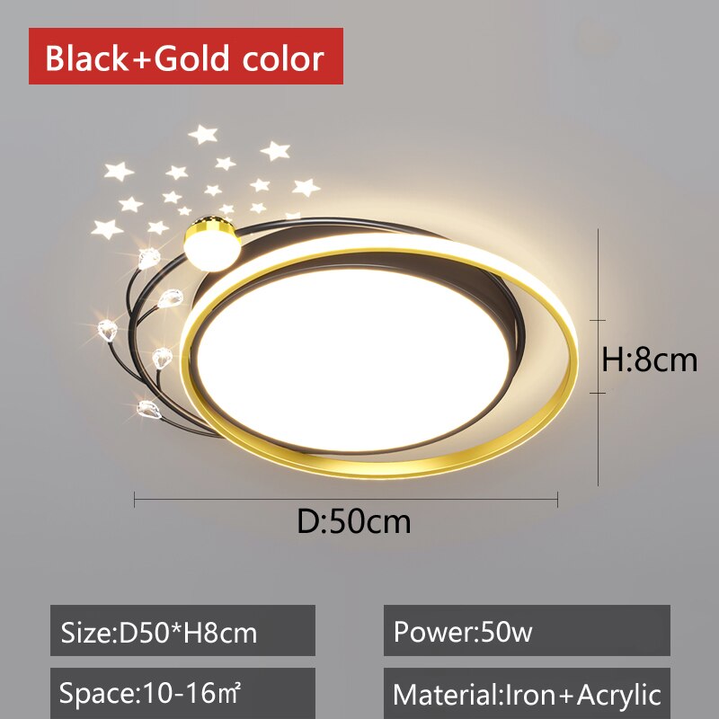 Black/White Modern Chandelier For Living Bedroom Decoration 110 - 220V Starry Sky Led Plafonnier