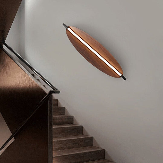 Nordic Long Strip Living Room Wall Lamp Japanese Wood Grain Decoration Sconce Simple Bedroom