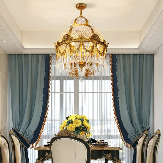 Elysium - European High Quality Brass Crystal Chandelier Hanging Lantern Light For Bedroom And