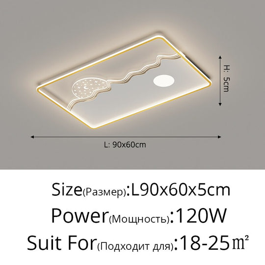 Living Room Ceiling Lights Modern Minimalist Square Round Home Light Luxury Golden Black Bedroom