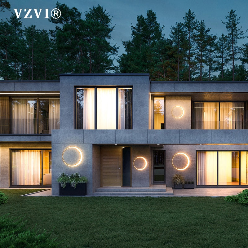 Outdoor Wall Light Modern Ip65 Waterproof 110V 260V Led Villa Terrace Garden Street Round Moon