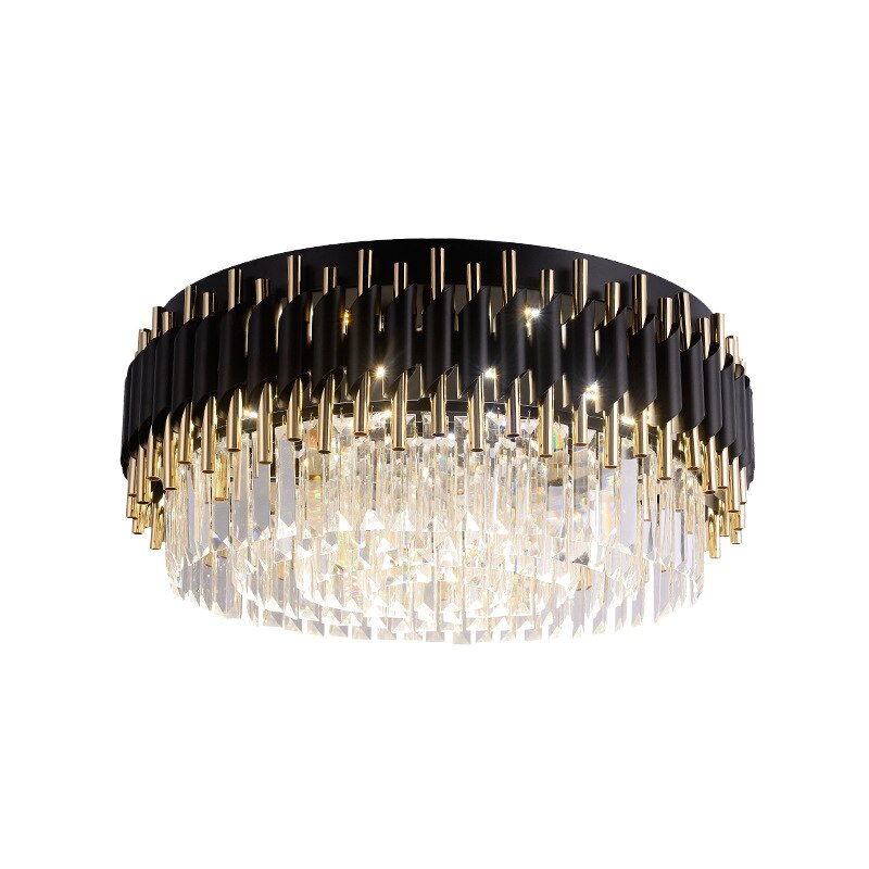 Modern Luxury Black + Gold Chandelier Lighting Large Round Crystal Lamps Living Room Bedroom Led