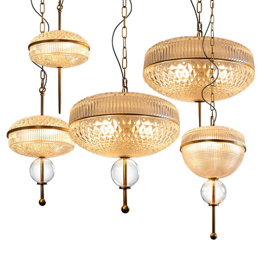 American Retro Glass Cans Shade Pendant Lights Modern Kitchen Hanging Lamp Living Room Dining Room