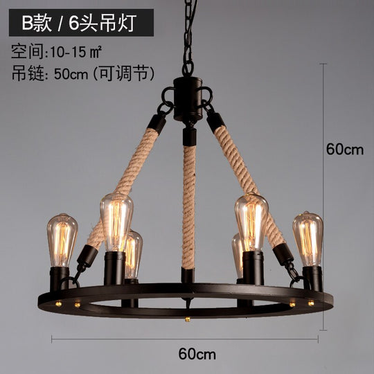 Vintage Retro Hemp Rope Industrial Pendant Light For Living Room Home Design Kitchen Fixtures