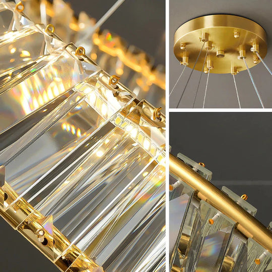 Dimmable Crystal Chandeliers Lighting Modern Ring Pendant Light Led Lamp Fixtures For Dining Room