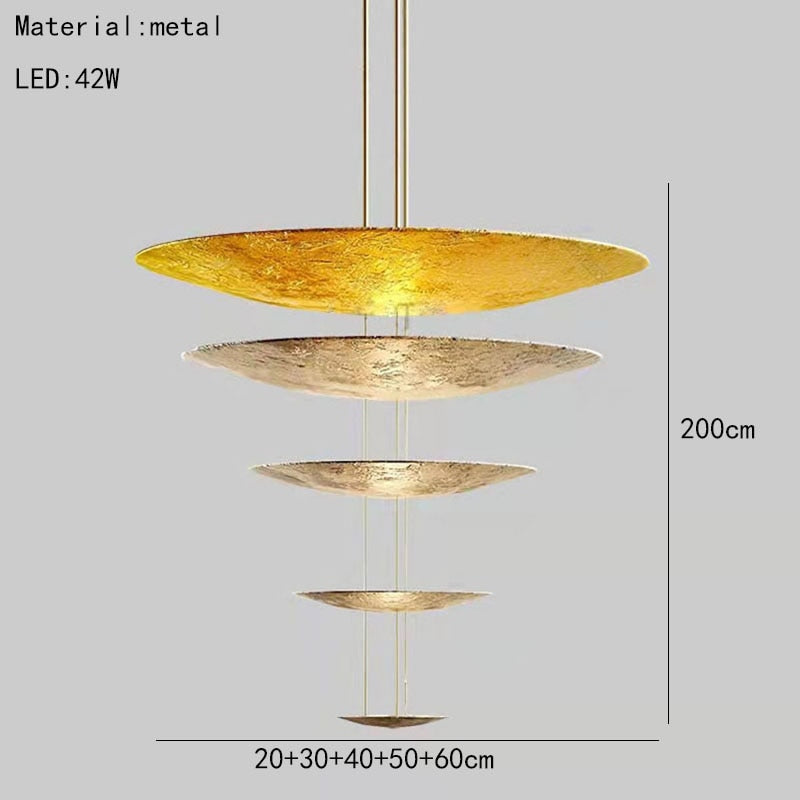Art Deco Gold Round Pendant Lights Hotel Hall Foyer Shop Hanging Lamp Wire Adjustable Glittering