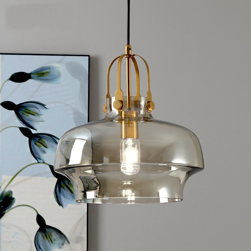 Nordic Design Restaurant Cognac/Gray Glass Pendant Lights Simple Modern Light Fixtures Balcony Bar