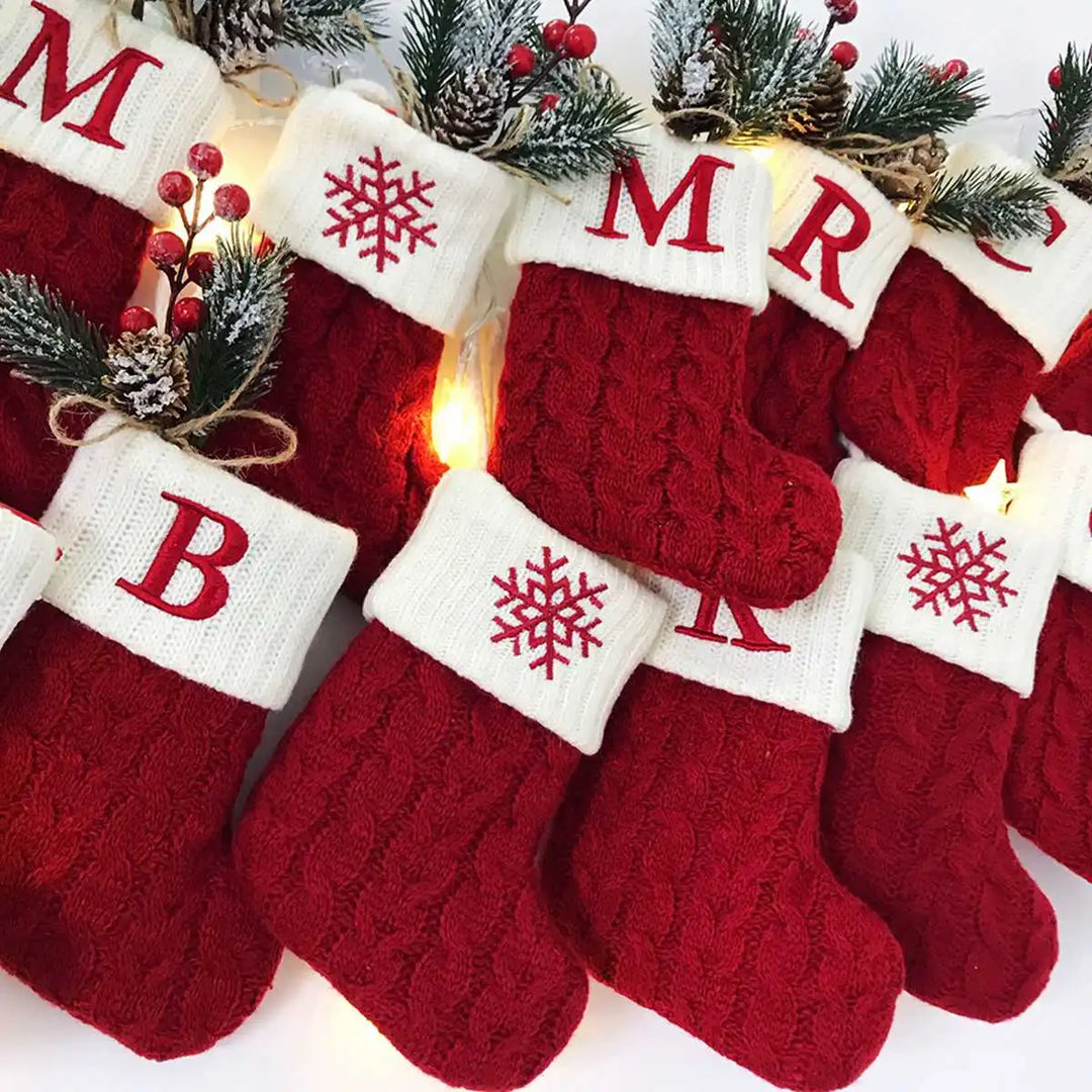 Christmas Alphabet Knitting Socks Tree Ornaments Decorations For Home Decor Items