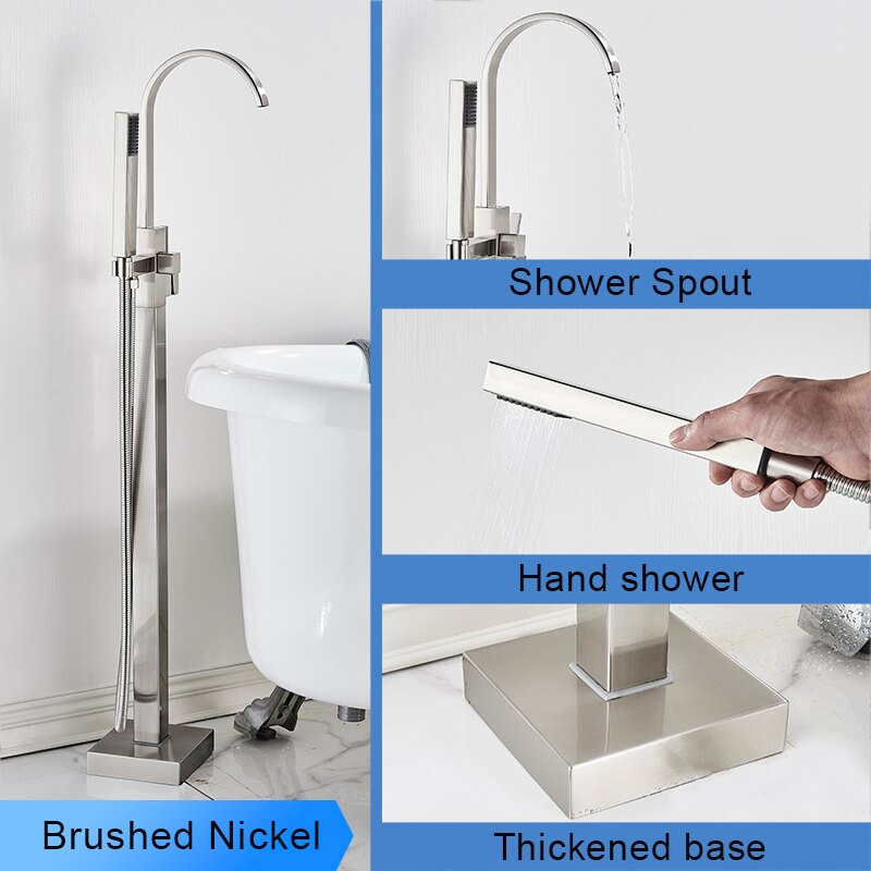 Bathroom Bathtub Faucet Black Flooring Standing Single Handle Cold And Hot Water Mixer Tap Crane