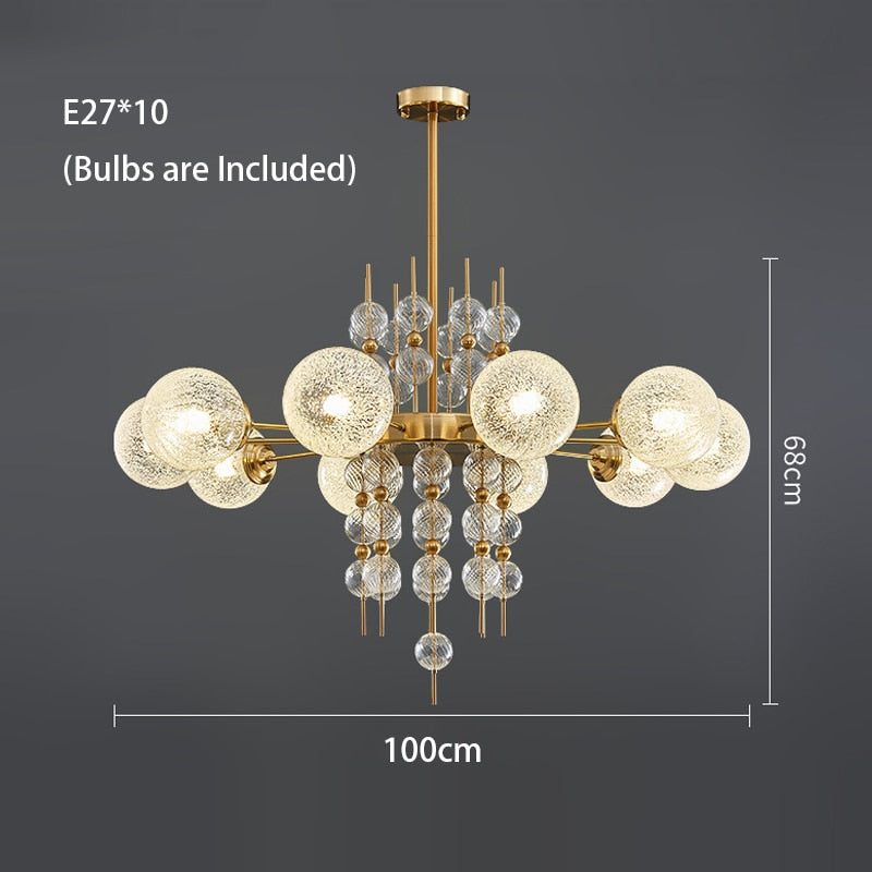 Dimmable Lights Led Matt Glass Ball Ceiling Chandelier Copper Lustres Luxury Hanging Lamps Home