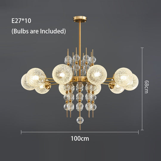 Dimmable Lights Led Matt Glass Ball Ceiling Chandelier Copper Lustres Luxury Hanging Lamps Home