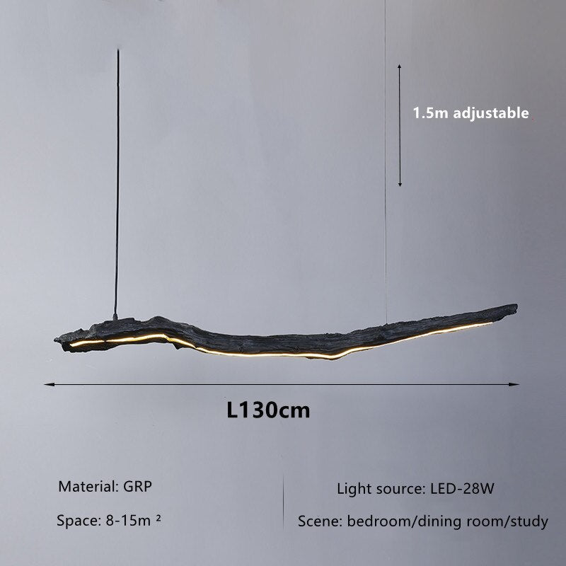 Nordic Personality Led Strip Chandelier - Black Wabi - Sabi Hanging Lamps For Restaurants Offices