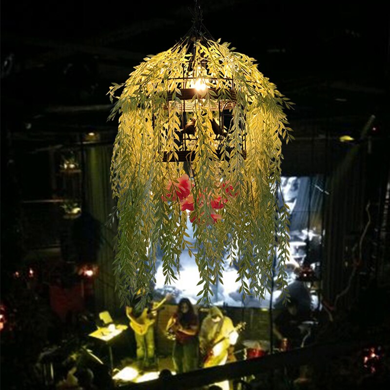 Plant Hot Pot Restaurant Chandelier Theme Creative Private Room Card Seat Wrought Iron Bird Cage