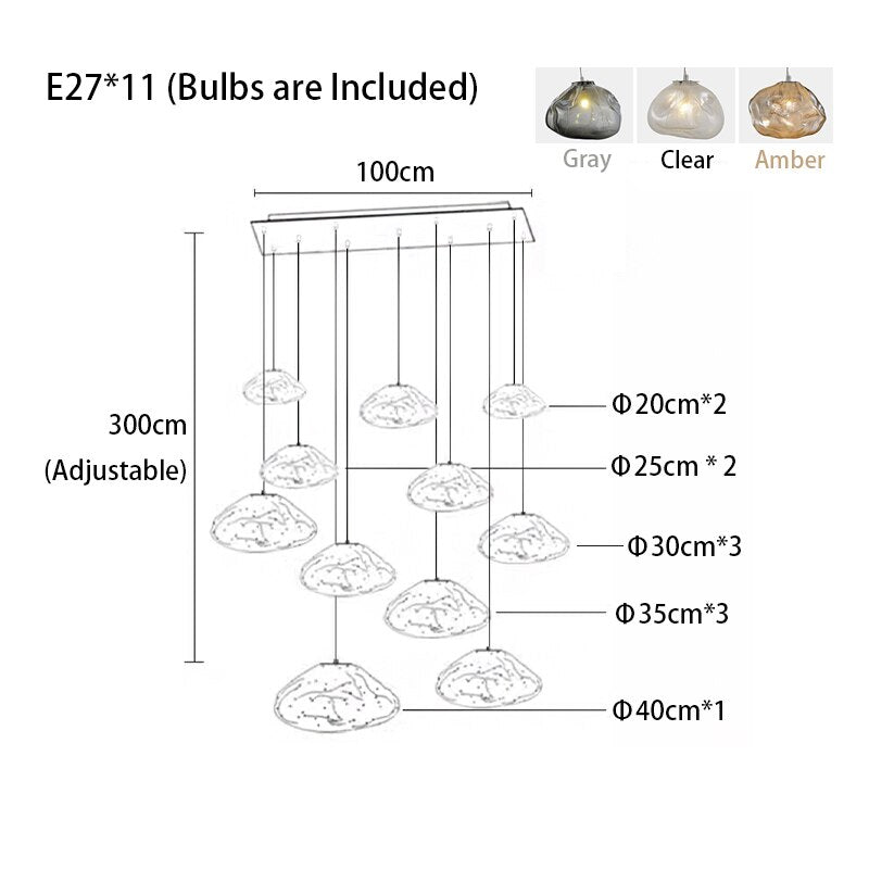 Cloud Glass Dimmable Led Lights Modern Ceiling Chandeliers New Lustres Stair Pendant Lamps Home
