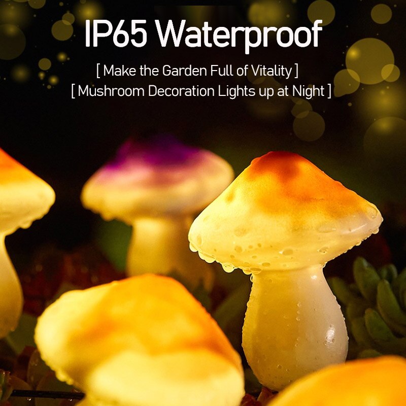 Solar Mushroom Light Garden Outdoor Decor 2 Modes Waterproof Lamp Pathway Landscape Yard Easter