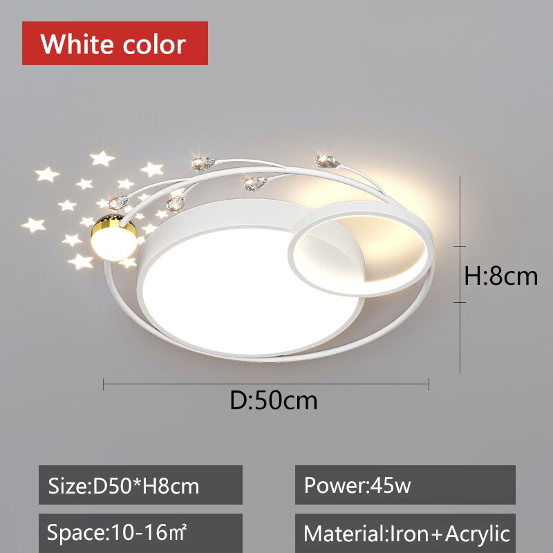 Black/White Modern Chandelier For Living Bedroom Decoration 110 - 220V Starry Sky Led Plafonnier