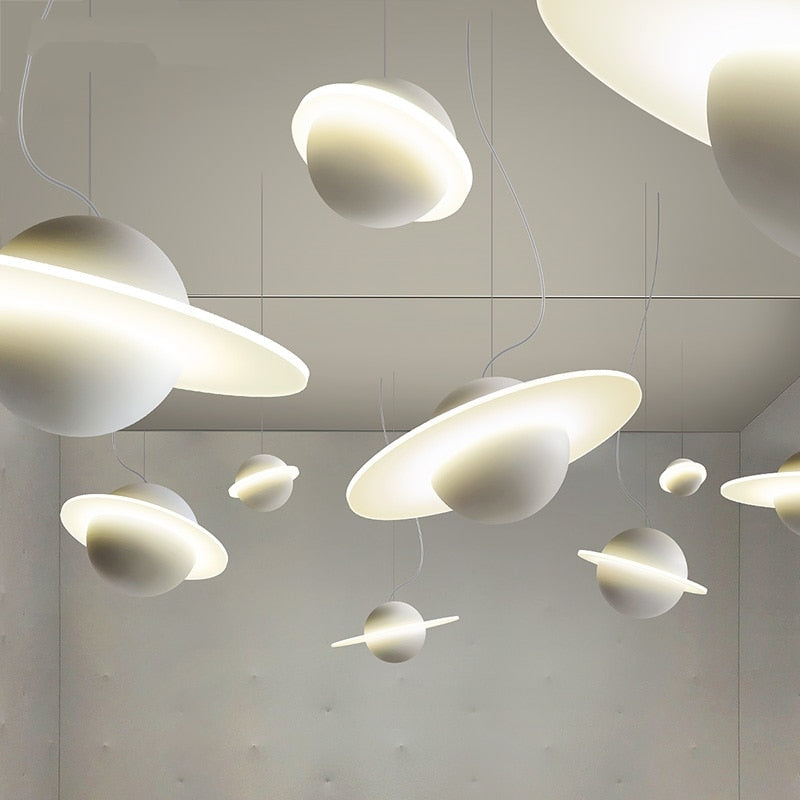 Nordic Design Minimalist Jupiter Ring Pendant Lights For Living Room Decoration Adjustable Led