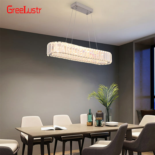 Crystal Oval Design Led Chandelier Modern Large Pendant Hanging Light Fixtures For Living Room