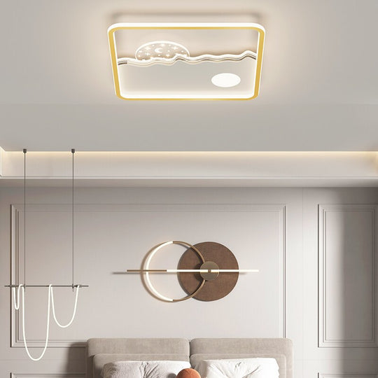 Living Room Ceiling Lights Modern Minimalist Square Round Home Light Luxury Golden Black Bedroom