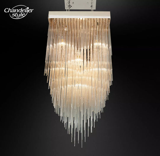 Cascada Square Chandeliers Modern Vintage Led Tassel Glass Brass Chrome Black Pendant Lights Living