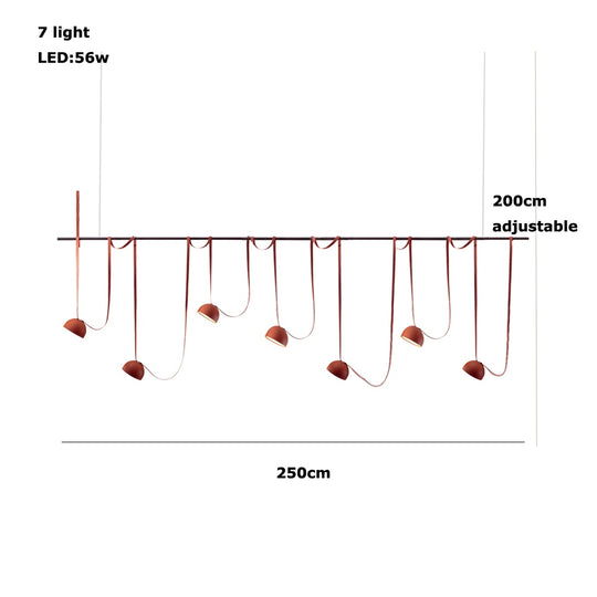 Trendy Diy Long Belt Black Orange Pendant Light Chandelier Luminaire Suspension Lamp For Living Room
