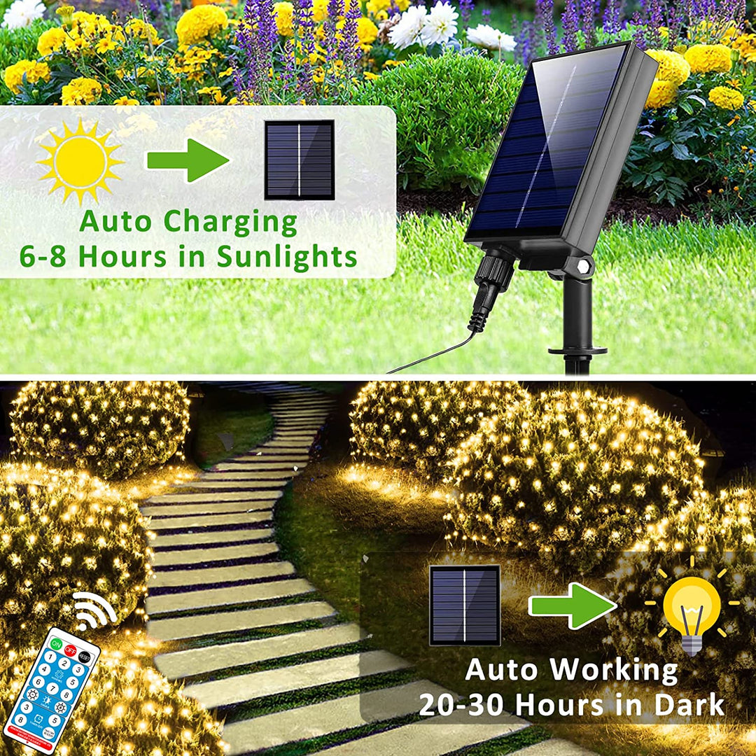 8 Modes Solar Power Led Net Curtain Light Mesh Fairy String Light Christmas New Year Decoration