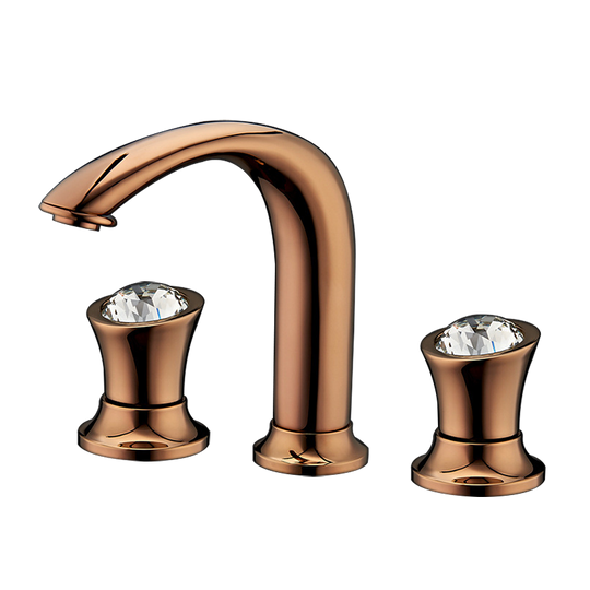 Basin Faucets Rose Gold Brass Bathroom Sink Holes Double Handle Luxury Bathbasin Bathtub Taps Hot