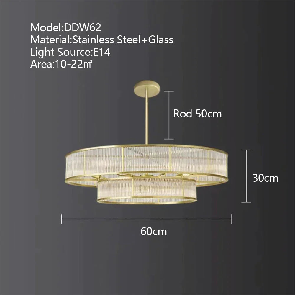American Loft Led Rectangle Luxury Hanging Lights - Stainless Steel And Glass Fixture For Various