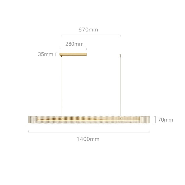 Lunar - Minimalist Glass Pendant Light For High - End Restaurant And Bar 140Cm Gold 40W / 3 Colors
