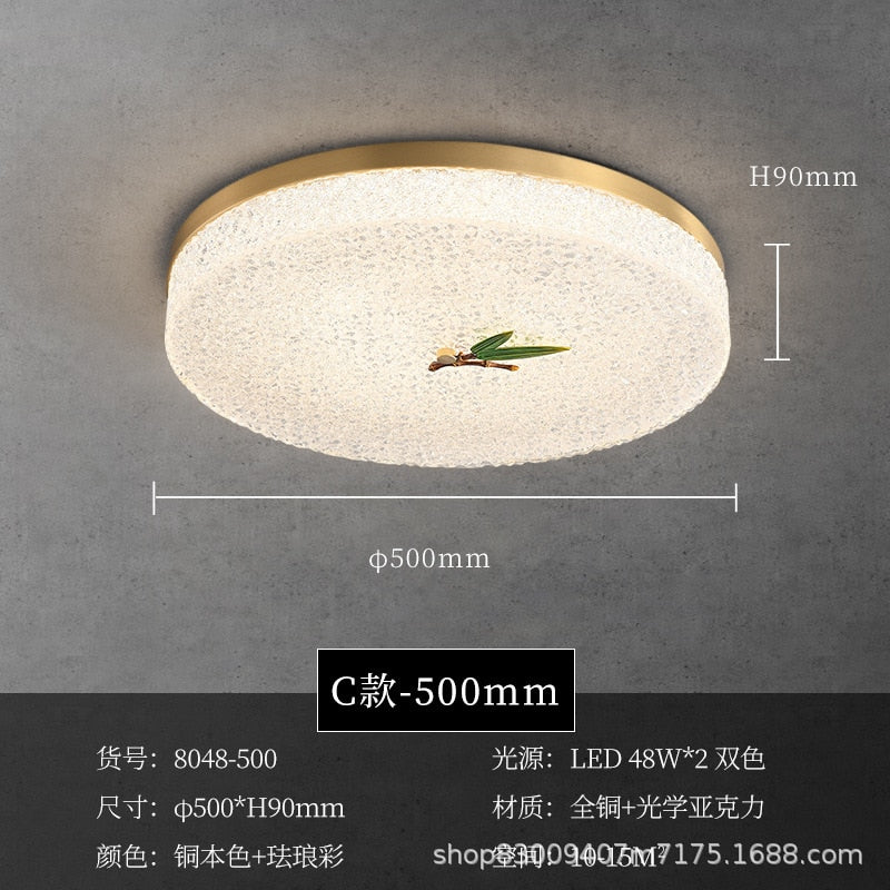 New Round Ceiling Lamp Led Light Luxury All - Copper Lamps For Living Room Restaurant Aisle Sun