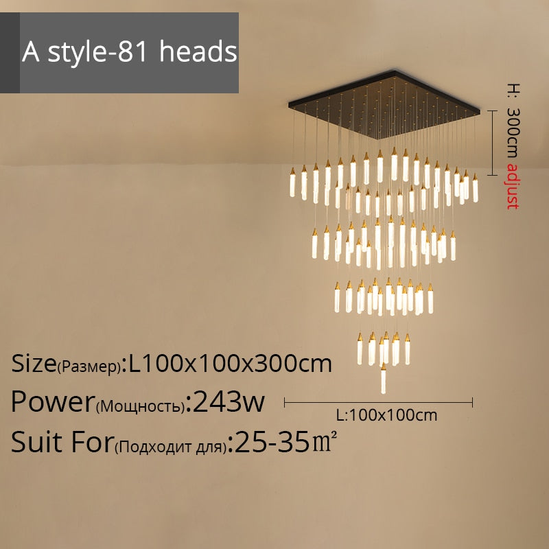Duplex Stair Long Chandeliers High - Rise Apartment Rotating Jump - Storey Loft Ceiling Decoration