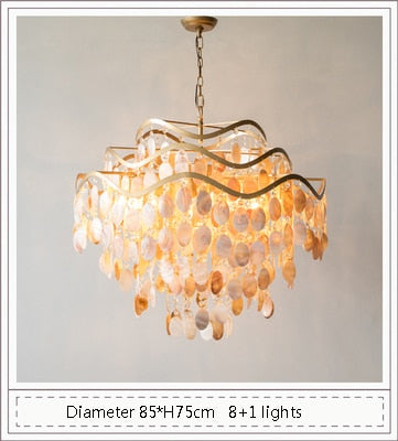 Ac90 - 260V White Capiz Pendant Lamp Seashell Chandeliers Bedroom Metal Fun Shell Light Fixtures