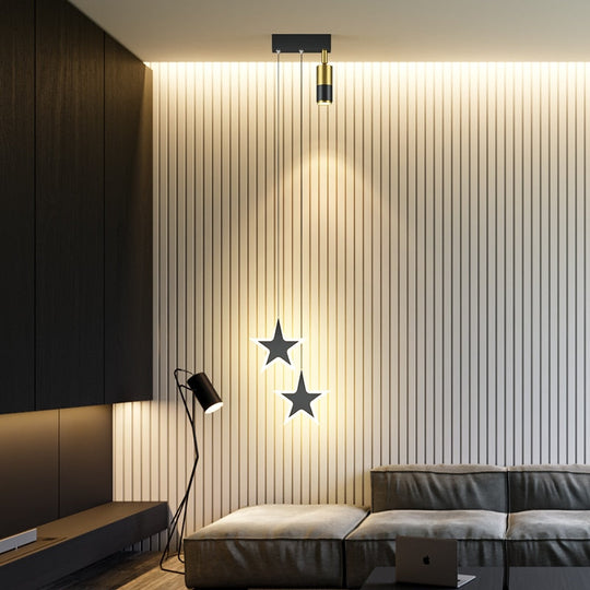 Bedside Chandelier Background Wall Home Decoration Bedroom Golden Pendant Light With Spotlight Lamp