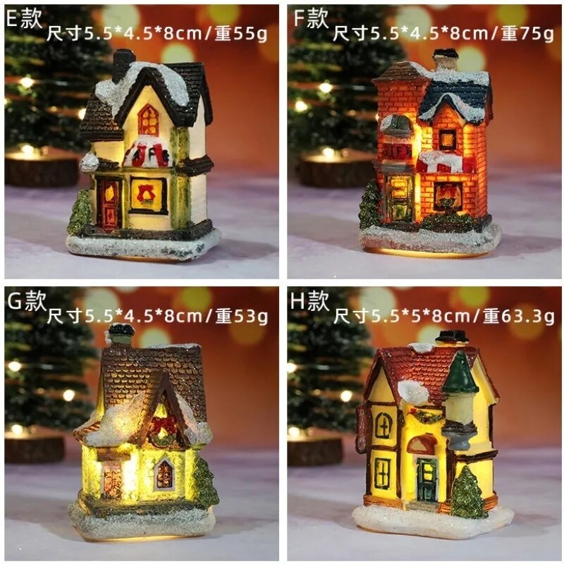 Christmas New Decorations Resin Small House Micro Landscape Ornaments Gifts Christmas Decor
