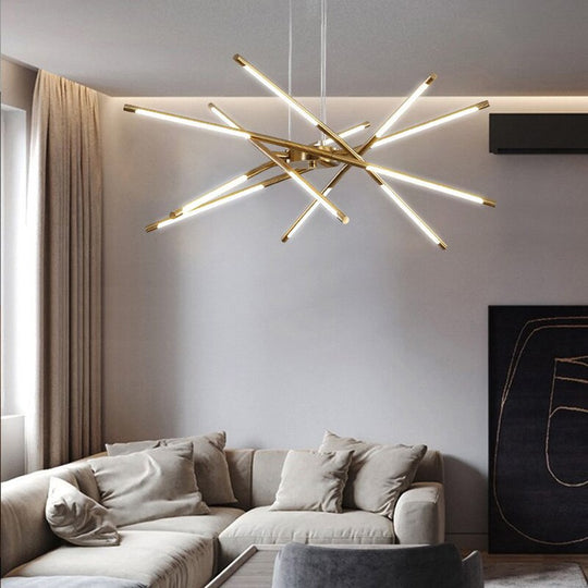 Nordic Screw Propeller Led Chandeliers For Living Dining Room Pendant Lights Iron Art Light Stick