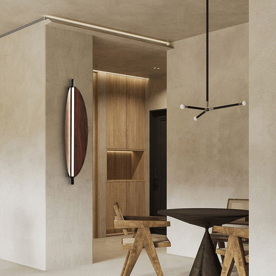 Nordic Long Strip Living Room Wall Lamp Japanese Wood Grain Decoration Sconce Simple Bedroom