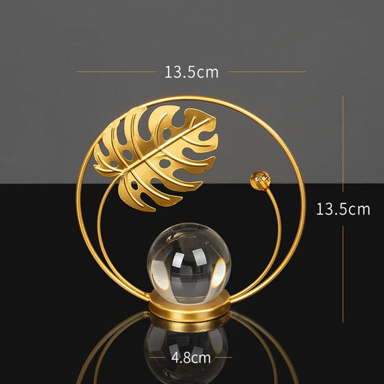 Elegant Ginkgo Leaf And Crystal Ball Iron Decor: Premium Quality Home Accent C Homedecor