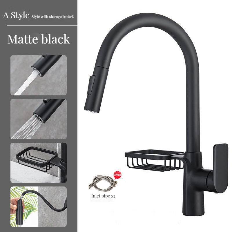 Brass Kitchen Faucets Pull Out Spout Mixer Taps Hot Cold Water Accessories Deck Mounted Stream
