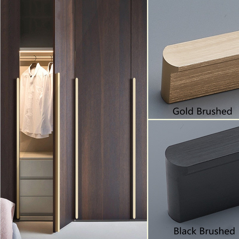 1Pc Simple Gold Brushed Kitchen Cabinet Long Door Handles Aluminum Alloy Wardrobe Cupboard Pulls