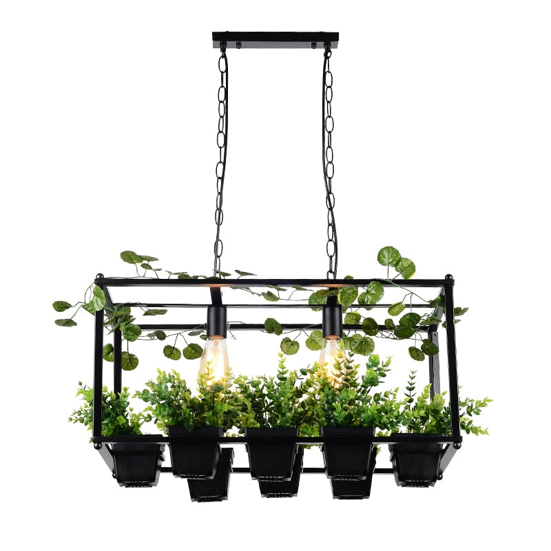 Nordic Restaurant Bar Chandelier Flowers And Grass Creative Pastoral Cafe Flower Room Beauty Shop