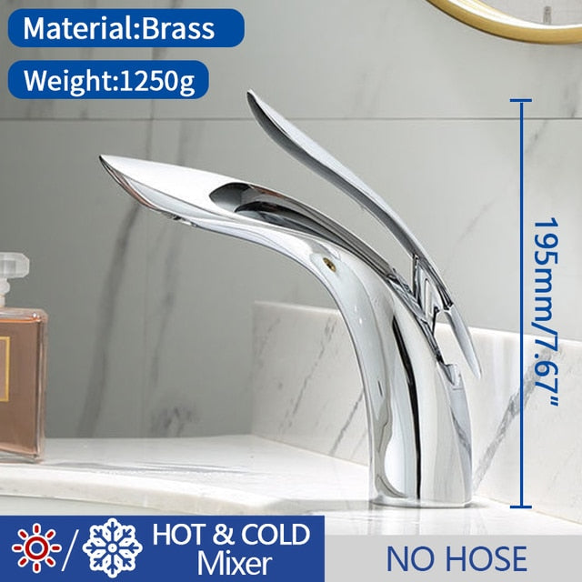 Basin Faucet Modern Bathroom Mixer Tap Black/Chrome Wash Single Handle Hot And Cold Waterfall Mp27