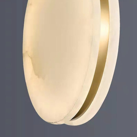 Real Round Marble Led Pendant Lights Copper High Quality Dining Room Kitchen Bedside Hanging Lamp