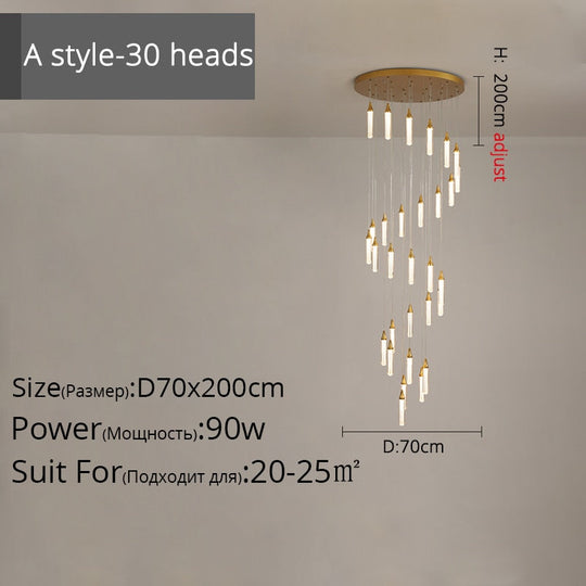 Duplex Stair Long Chandeliers High - Rise Apartment Rotating Jump - Storey Loft Ceiling Decoration